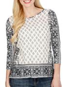 Lucky Brand Printed Boatneck Top