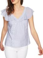 1.state Asymmetrical Button-front Ruffled Cotton Blouse