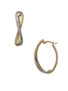 Lord & Taylor 14k Two-toned Italian Gold Oval Curve Hoop Earrings
