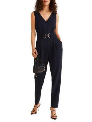 Mango Belted Long Jumpsuit