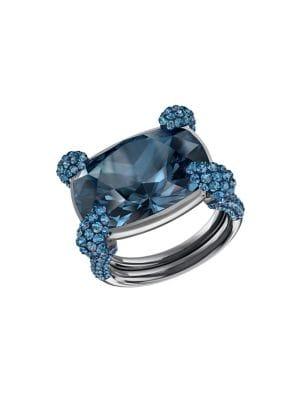 Swarovski Ruthenium-plated And Crystal Make Up Cocktail Ring