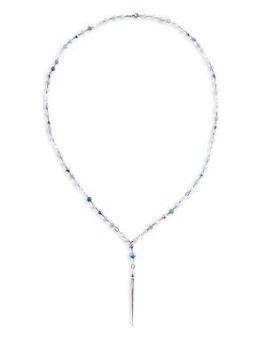 Chan Luu Aquamarine, Hematite And Sterling Silver Pendant Necklace