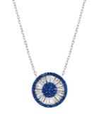 Lord & Taylor Evil Eye 925 Sterling Silver & Blue & White Crystal Pendant Necklace