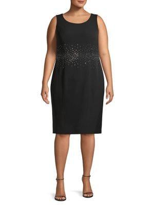 Kasper Plus Embellished Sleeveless Shift Dress