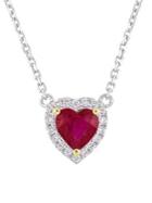 Sonatina 14k White And Yellow Gold, Ruby And Diamond Heart Pendant Necklace