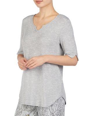 Ellen Tracy Heathered Split Neck Top