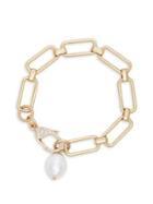 Sole Society Goldtone And Faux Pearl Drop Link Bracelet