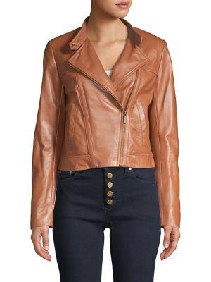 Michael Michael Kors Petite Leather Moto Jacket