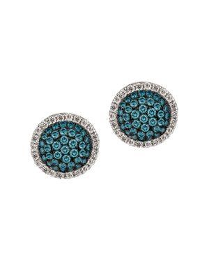 Le Vian Exotics Vanilla Diamond, Blueberry Diamond And 14k Vanilla Gold Button Stud Earrings