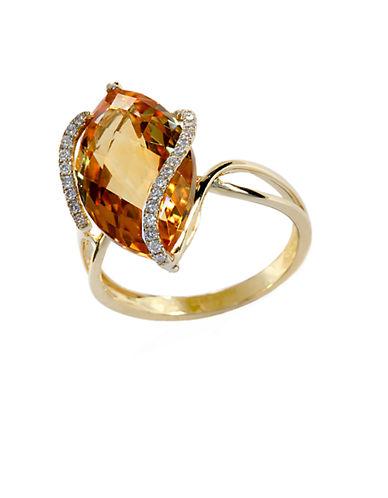 Effy 14 Kt. Gold Diamond Accented Citrine Ring