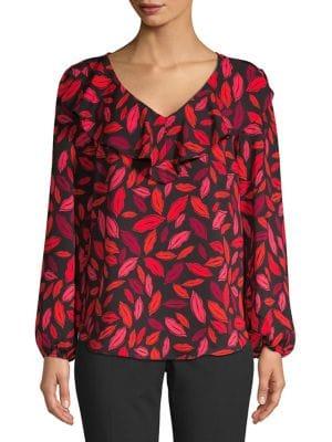 Imnyc Isaac Mizrahi Ruffle V-neck Blouse