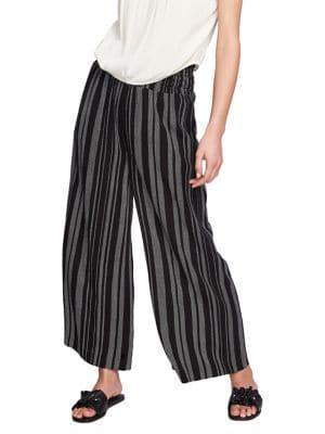 1.state Smocked Grid-stripe Pull-on Culottes