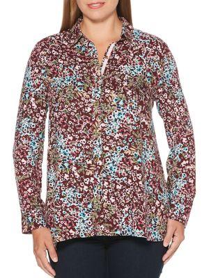 Rafaella Petites Petite Petite Long-sleeve Floral Top