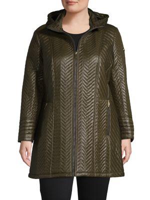 Via Spiga Plus Chevron-quilted Faux Fur-lined Jacket