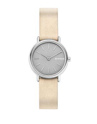 Skagen Signatur Slim Nubuck Leather-strap Watch