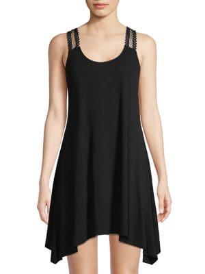 J Valdi Luxe Jersey Crocheted Back A-line Cover-up Dress