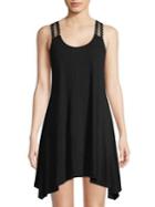 J Valdi Luxe Jersey Crocheted Back A-line Cover-up Dress
