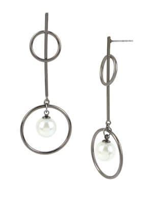 Bcbgeneration Red Carpet Confetti Gunmetal-tone Geometric Stick & Circle Drop Earrings