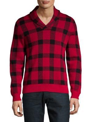 Brooks Brothers Red Fleece Buffalo Plaid Shawl Sweater
