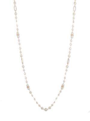 Anne Klein Faux Pearl And Crystal Single Strand Necklace