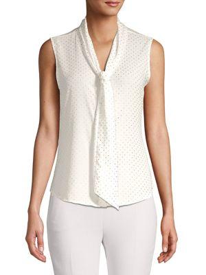 Calvin Klein Low Bow Tie Neck Blouse