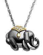 Lord & Taylor Sterling Silver Elephant Pendant With Diamond Accent And 14k Yellow Gold
