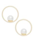 Design Lab Faux Pearl Small Inset Hoop Earrings