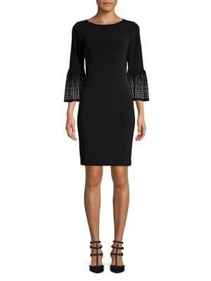 Calvin Klein Studded-ruffle Sleeve Sheath Dress