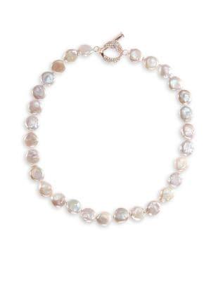 Nina Ophira Rose Goldplated 13mm Freshwater Pearl & Crystal Necklace
