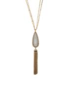 Lonna & Lilly Crystal Tasseled Teardrop Pendant Necklace