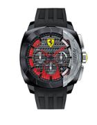 Ferrari Mens Scuderia Aerodinamico Black Stainless Steel Silicone Strap Watch