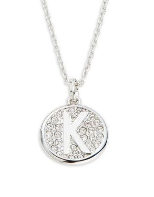 Swarovski Clear Pave Crystal Medallion Letter K Pendant Necklace