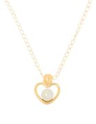 Lord & Taylor 3mm Round Freshwater Pearl And 14k Yellow Gold Heart Necklace