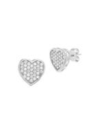 Lord & Taylor Rhodium-plated Sterling Silver & Crystal Heart Stud Earrings