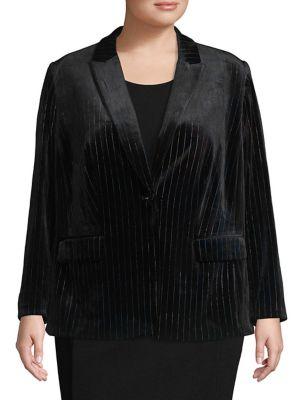 Tahari Arthur S. Levine Plus Pinstripe Velvet Jacket