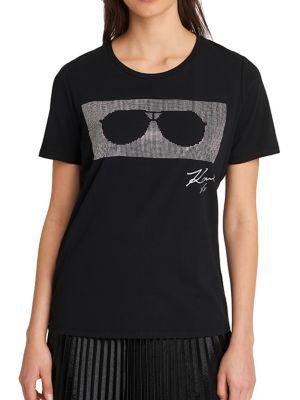 Karl Lagerfeld Paris Sunglasses Rhinestone Graphic Tee