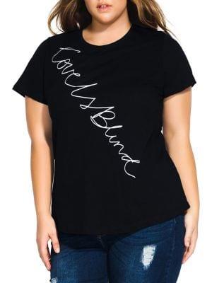 City Chic Plus Love Is Blind Scribble Graphic Tee