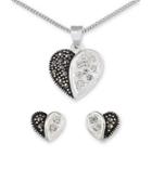 Lord & Taylor Sterling Silver Heart Necklace And Earrings Set