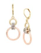 Kenneth Cole New York Trinity Rings Crystal Tri-tone Double Drop Earrings