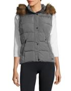 Marc New York Performance Puffer Vest With Faux Fur Trim