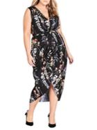City Chic Plus Hothouse Vine Belted Dress