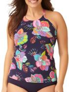 Anne Cole Womens Cactus Floral Roundneck Printed Tankini