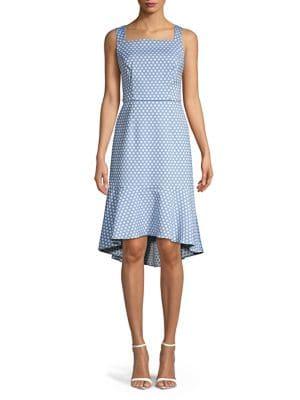 Adrianna Papell Polka Dot-print Fit-&-flare Dress
