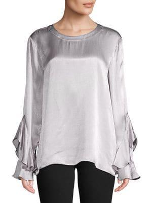 H Halston Flounce-sleeve Top