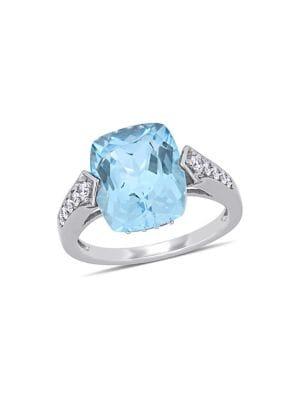 Sonatina 14k White Gold, Blue Topaz, White Sapphire & Diamond Ring