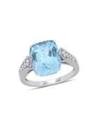 Sonatina 14k White Gold, Blue Topaz, White Sapphire & Diamond Ring