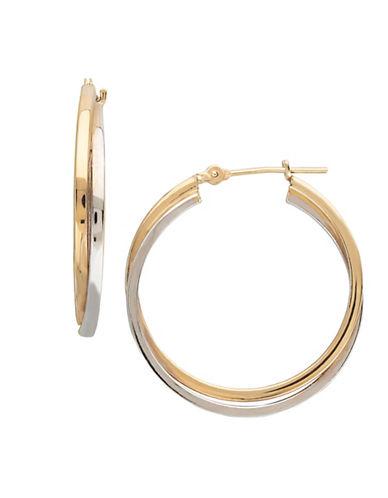 Lord & Taylor 14k Yellow And White Gold Hoop Earrings