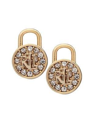 Lauren Ralph Lauren 2-pair Padlock Goldtone Crystal Earrings