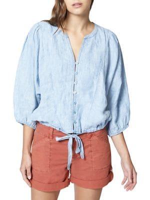 Sanctuary Tie-front Button-down Peasant Top