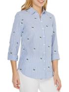 Dorothy Perkins Striped Embroidered Button-front Shirt